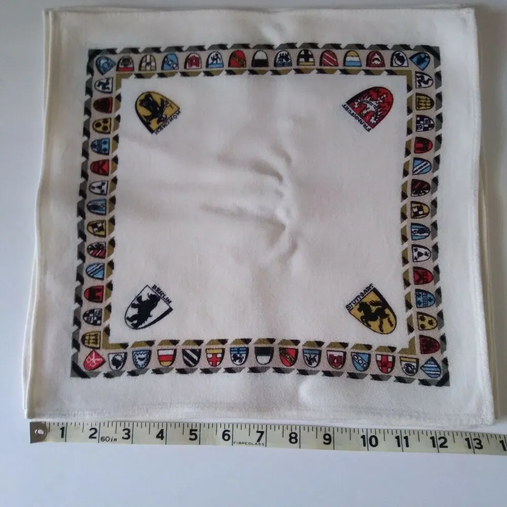 VIntage German Linen Napkin Set Coat Arms 6 Flag Crest Shield Cities Octoberfest